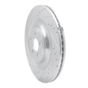 Jaguar XFR Brake Rotor (1) - Rear Left - R1 Concepts - Drilled & Slotted - Silver - `10-`24